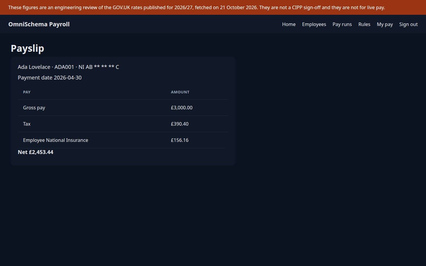 OmniSchema Payroll: A payslip for each person