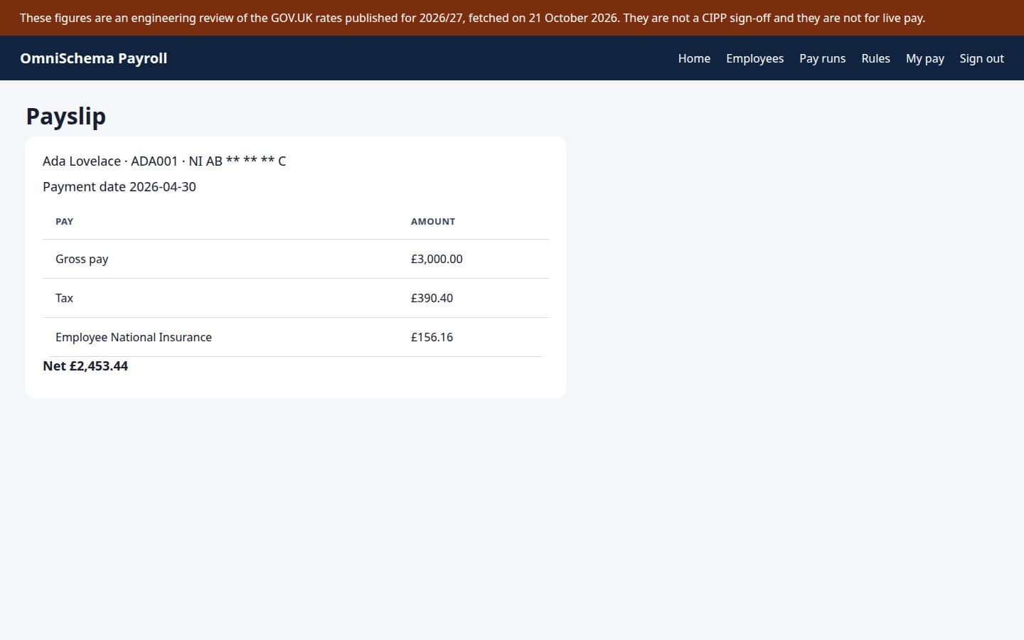 OmniSchema Payroll: A payslip for each person