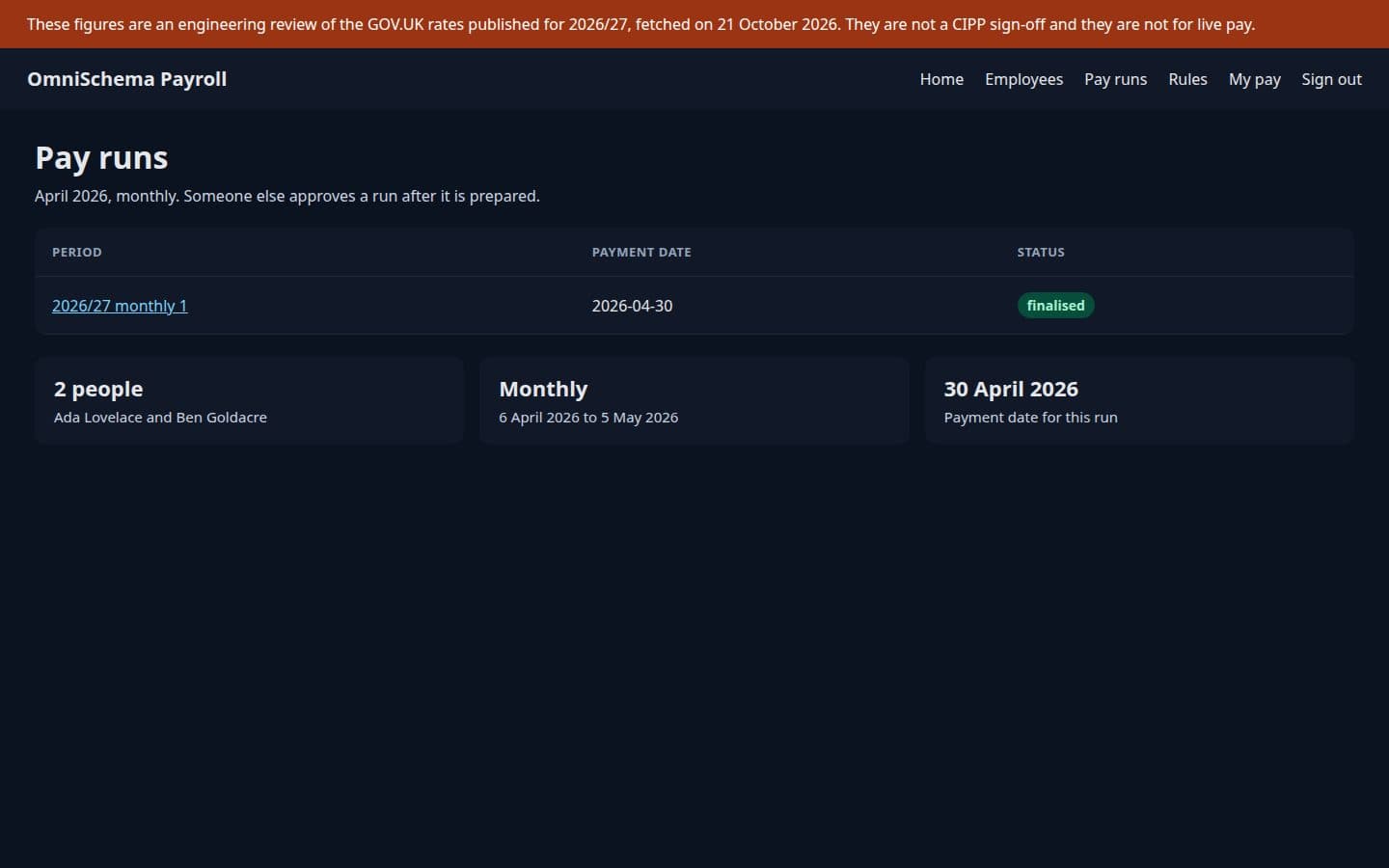 OmniSchema Payroll: A pay run in one place