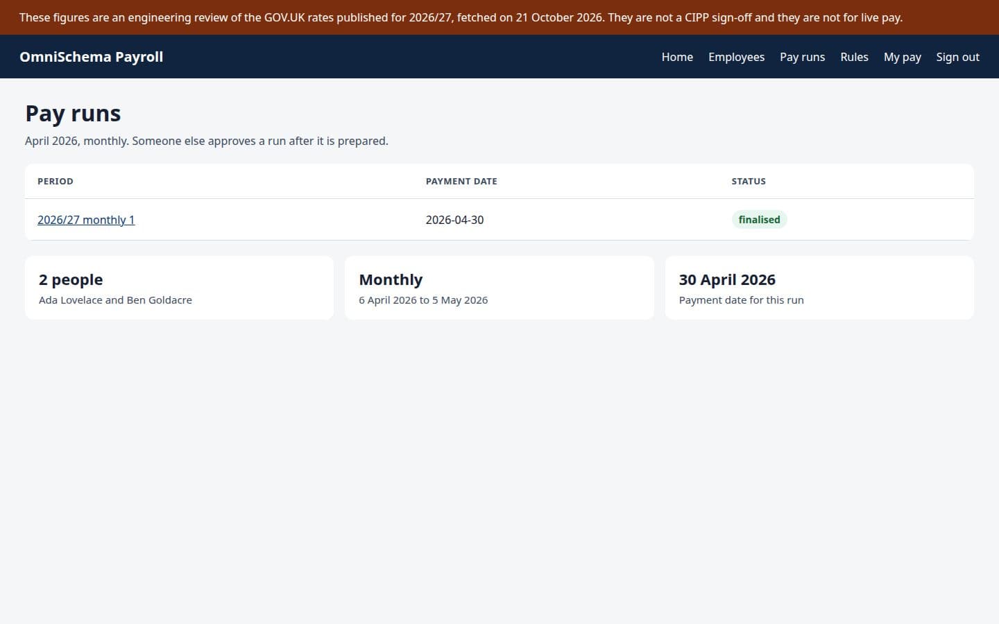 OmniSchema Payroll: A pay run in one place