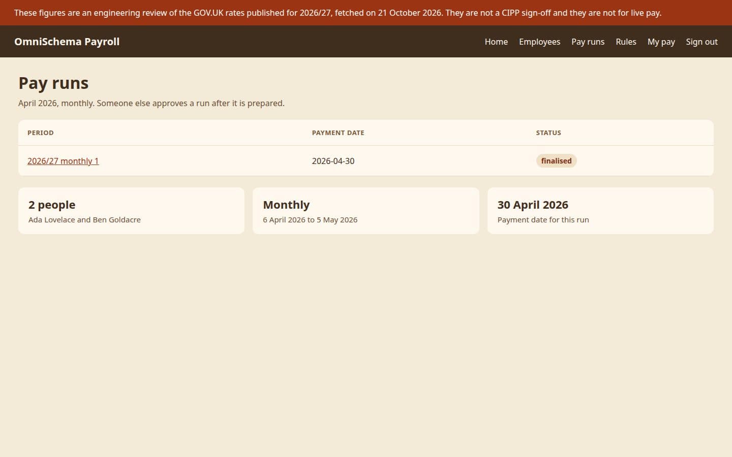 OmniSchema Payroll: A pay run in one place