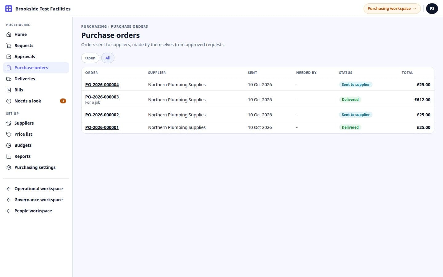 OmniSchema Purchasing: Every order and where it's up to