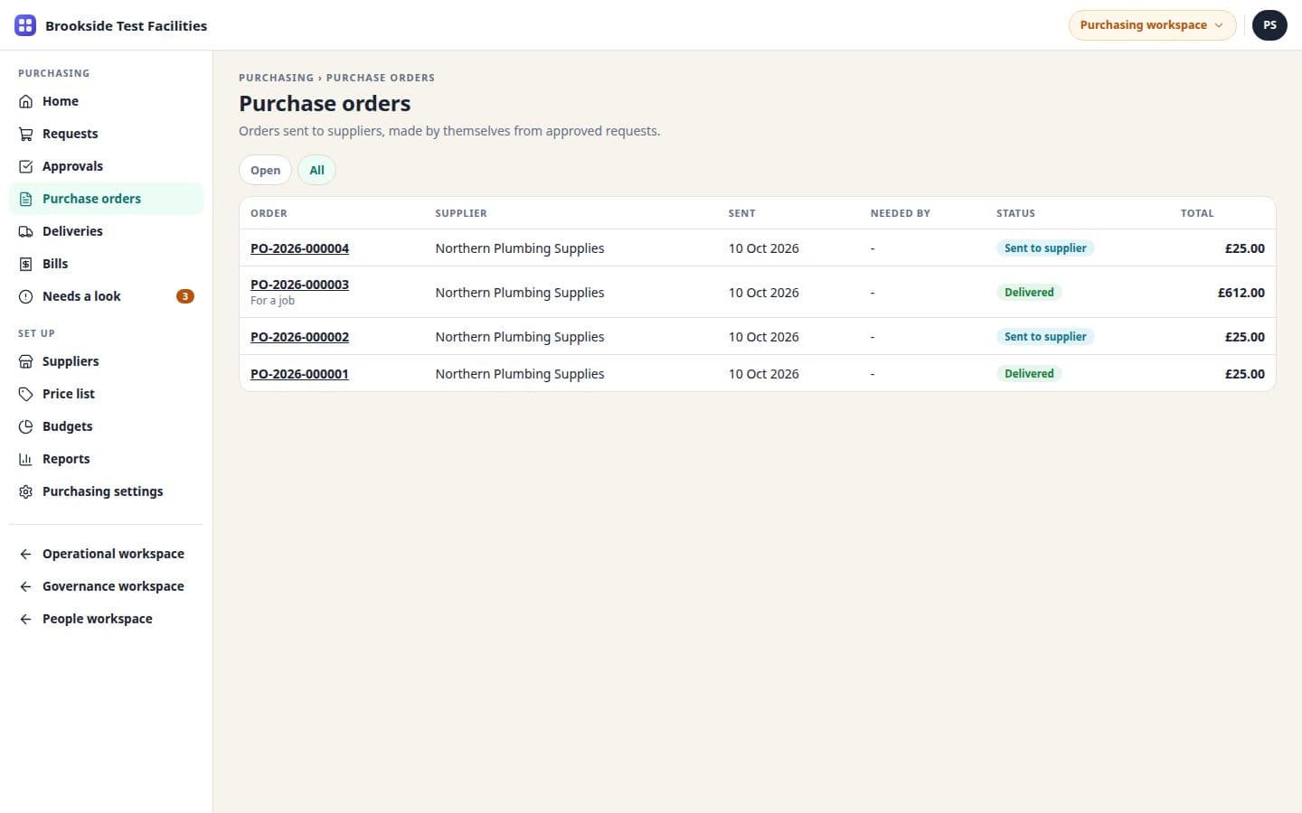 OmniSchema Purchasing: Every order and where it's up to